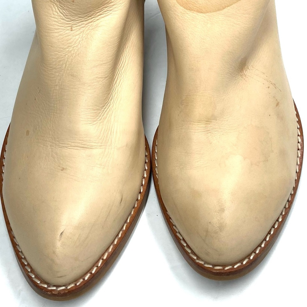 Jeffrey Campbell Womens Muskrat Cream Leather Ankle Booties 8 Cutout Pull Loop - Picture 9 of 16